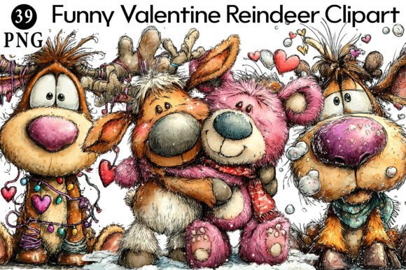 Download Funny Valentine Reindeer Clipart - Deer clipart Collection